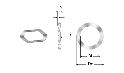 Desenho técnico - Arruelas de mola de 3 ondas