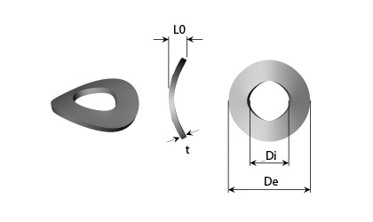 Desenho técnico - Arruelas de molas curvas